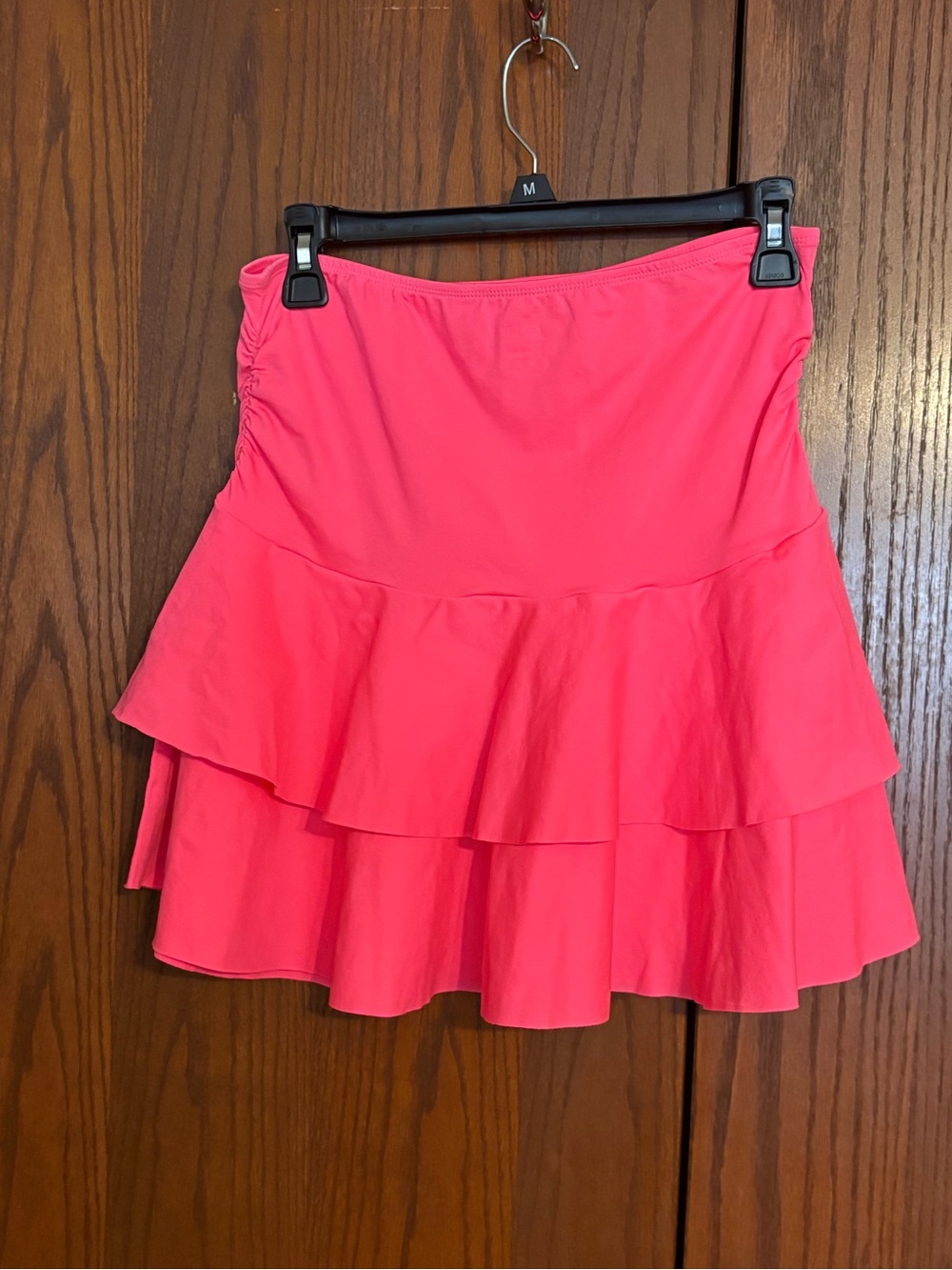 OQQ Women’s Pink Ruffle Tiered Skirt XL